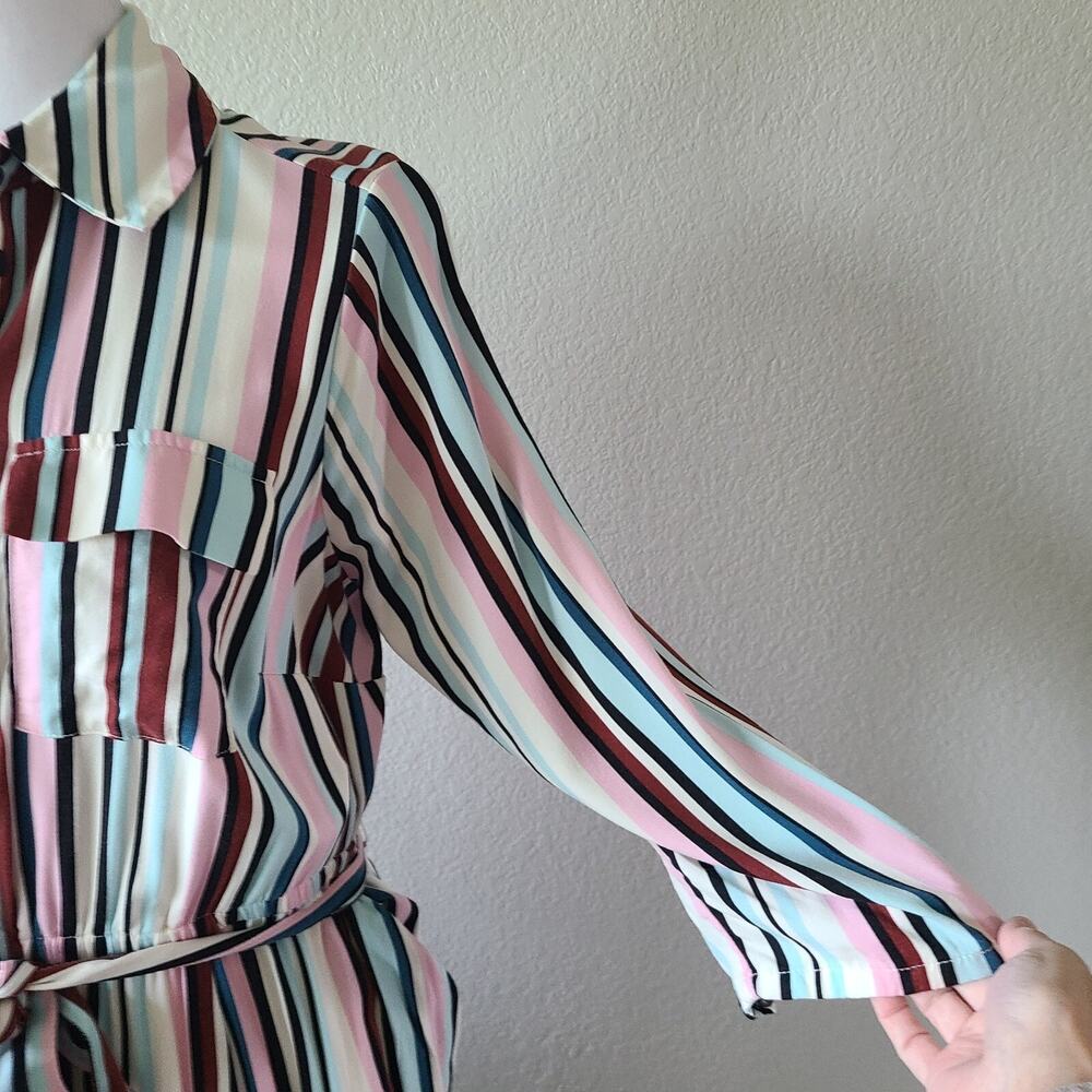 Torrid Midi Preppy Shirt Dress SZ US 10 M / L Resort Challis Button Front Stripe - Picture 5 of 14